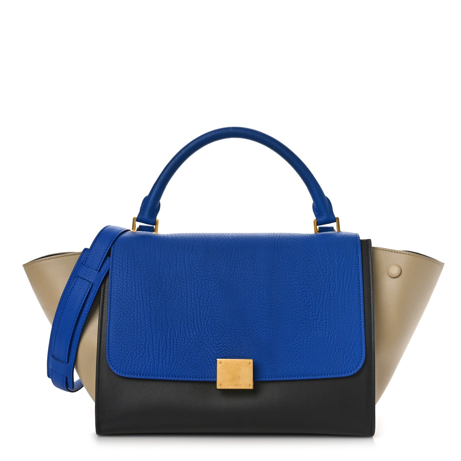 Celine Elephant Calfskin Small Tri-Color Trapeze Indigo 1 of 8