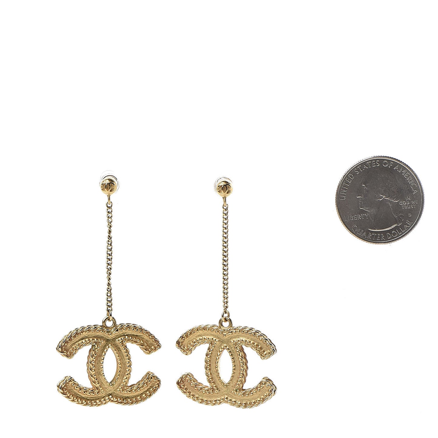 CC Drop Earrings Matte Gold