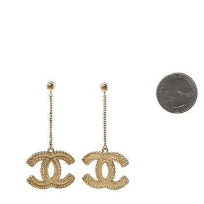 Chanel CC Drop Earrings Matte Gold 2 of 5
