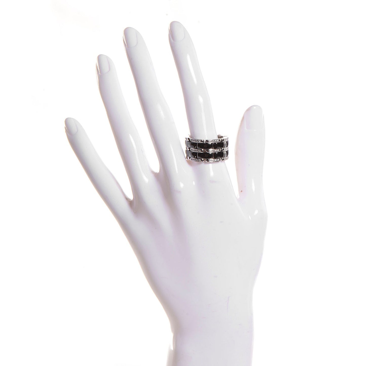 18K White Gold Diamond Ceramic Large Ultra Ring Black 8