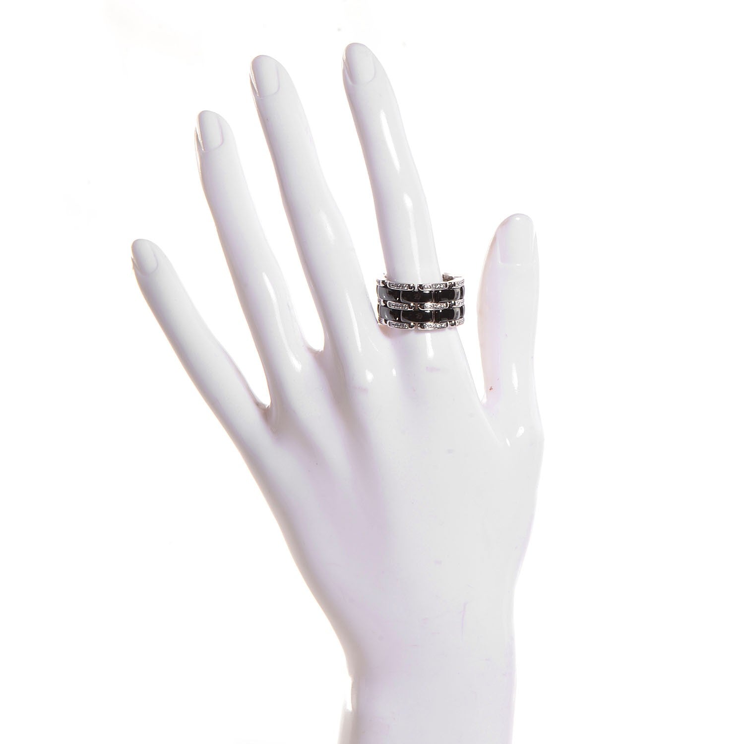 Chanel 18K White Gold Diamond Ceramic Large Ultra Ring Black 8 2 of 21
