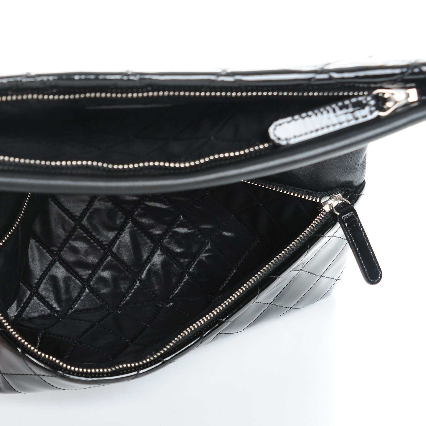 Patent Calfskin Quilted Beauty CC Clutch Black