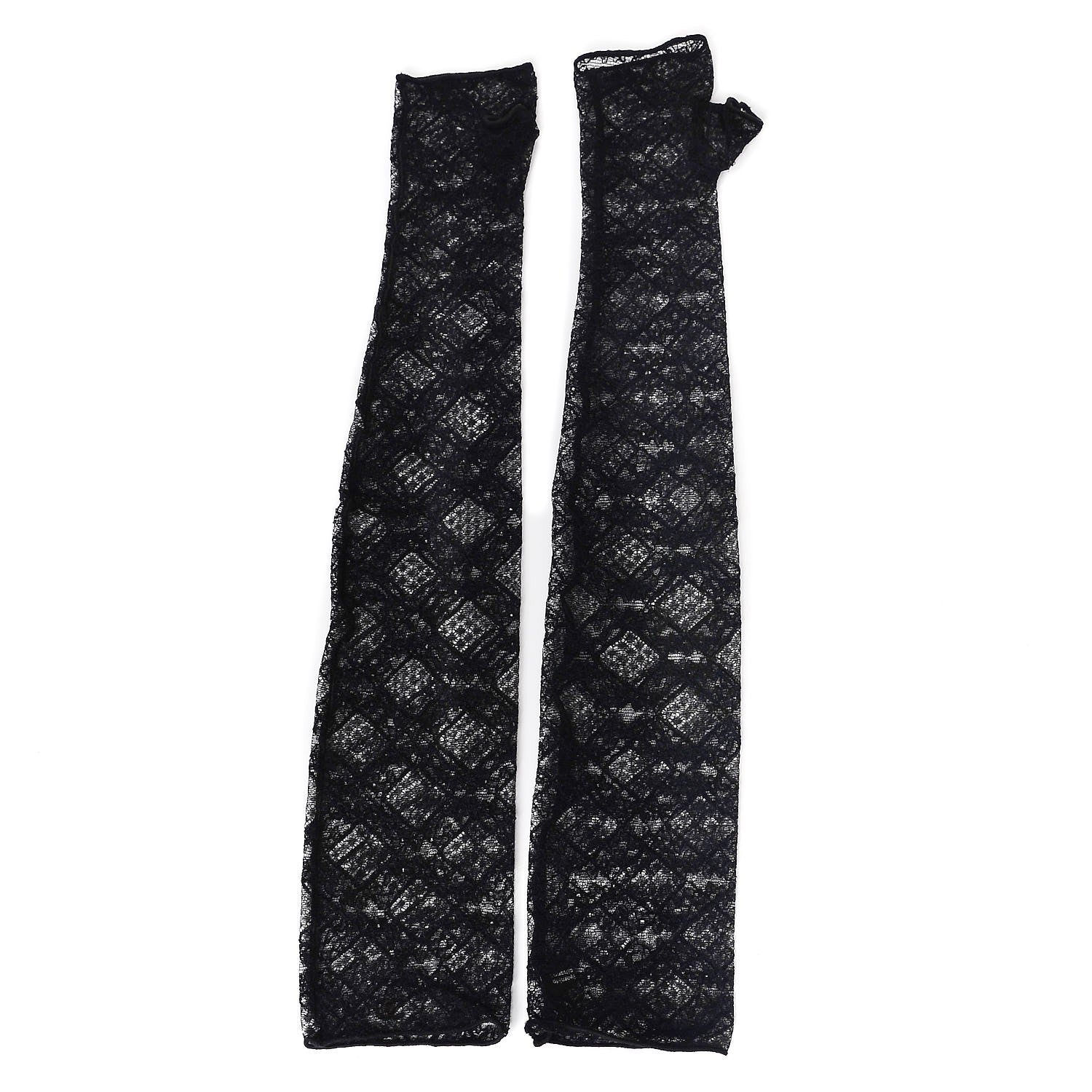 Chanel Lace Fingerless Gloves Black 2 of 5