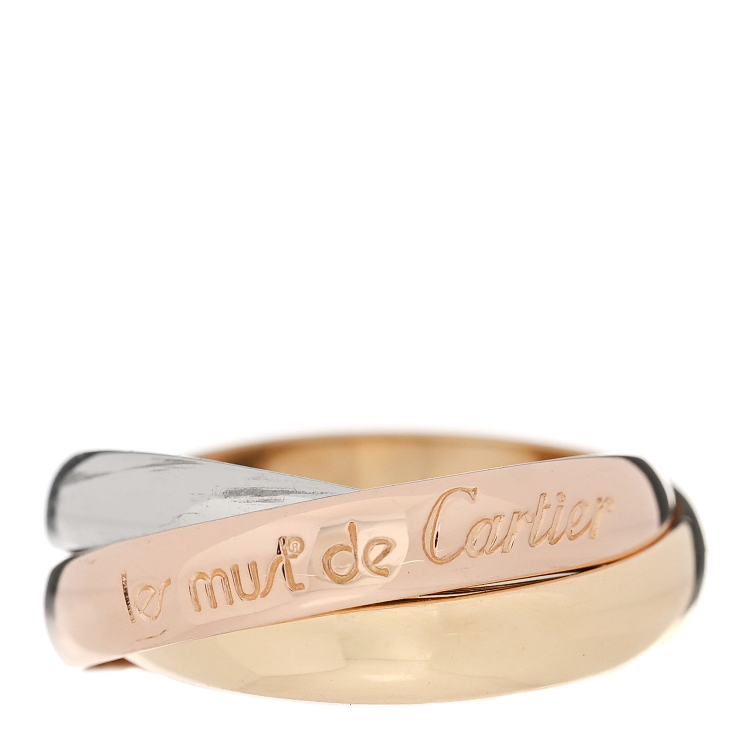 Cartier 18K Pink Yellow White Gold Classic Les Must De Cartier Trinity Ring 50 5.25 1 of 4