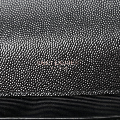 Saint Laurent Grain De Poudre Textured Mixed Matelasse Triquilt Medium Monogram Satchel Black 6 of 9