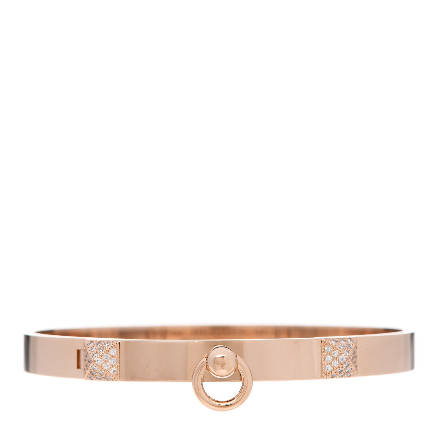 Hermes 18K Rose Gold Diamond PM Collier De Chien Bracelet SH 1 of 5