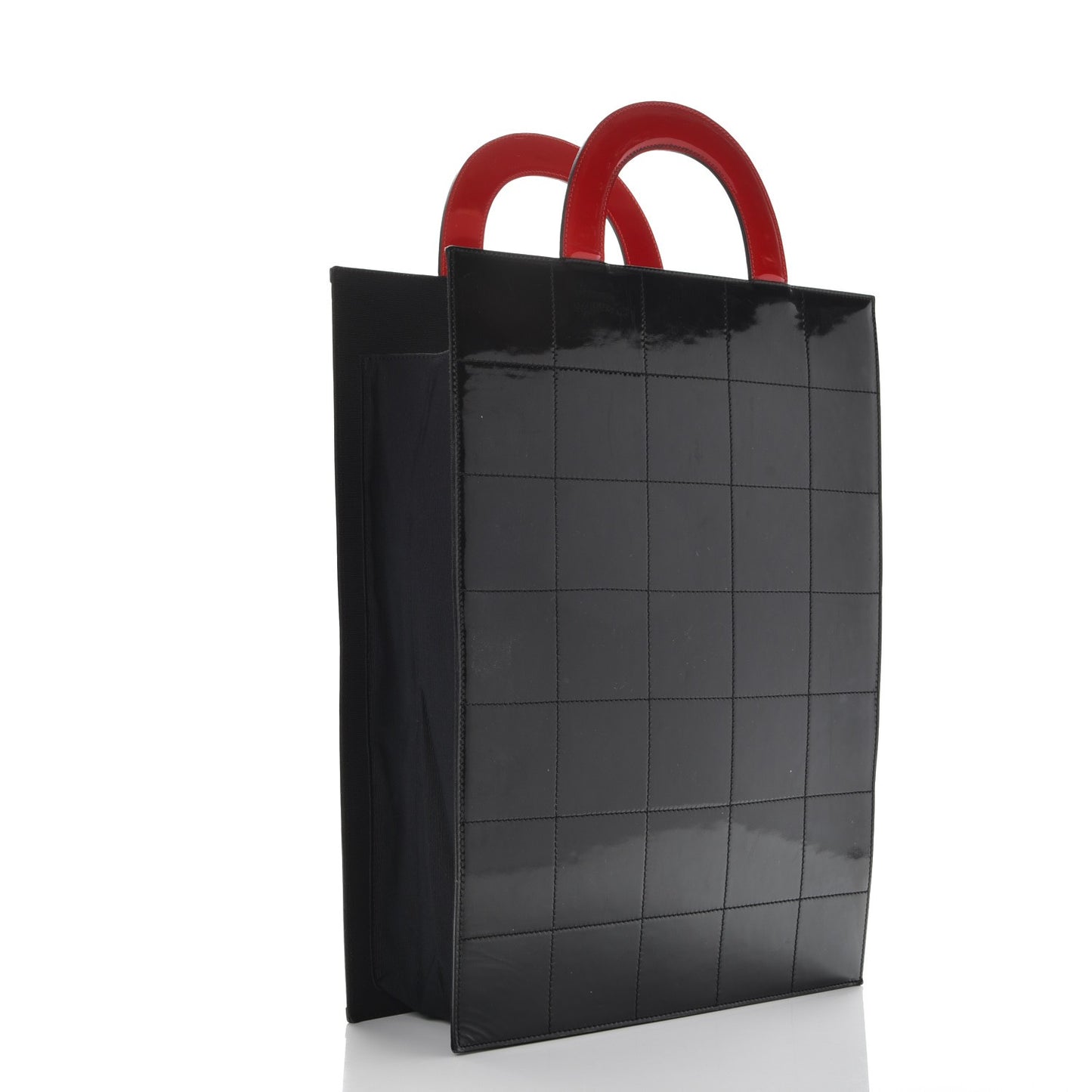 Patent Printed Shopping Tote Red