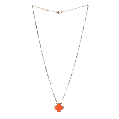 Van Cleef & Arpels 18K Yellow Gold Carnelian Vintage Alhambra Pendant Necklace 3 of 8