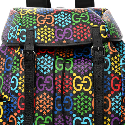 Gucci GG Supreme Monogram Psychedelic Medium Double Buckle Backpack Black Multicolor 9 of 11
