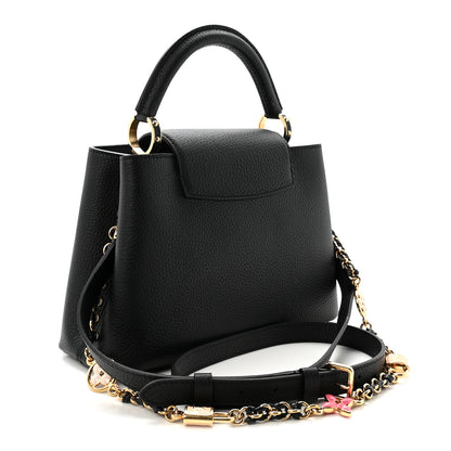 Louis Vuitton Taurillon Enamel Flower Padlock Chain Capucines BB Black 3 of 9