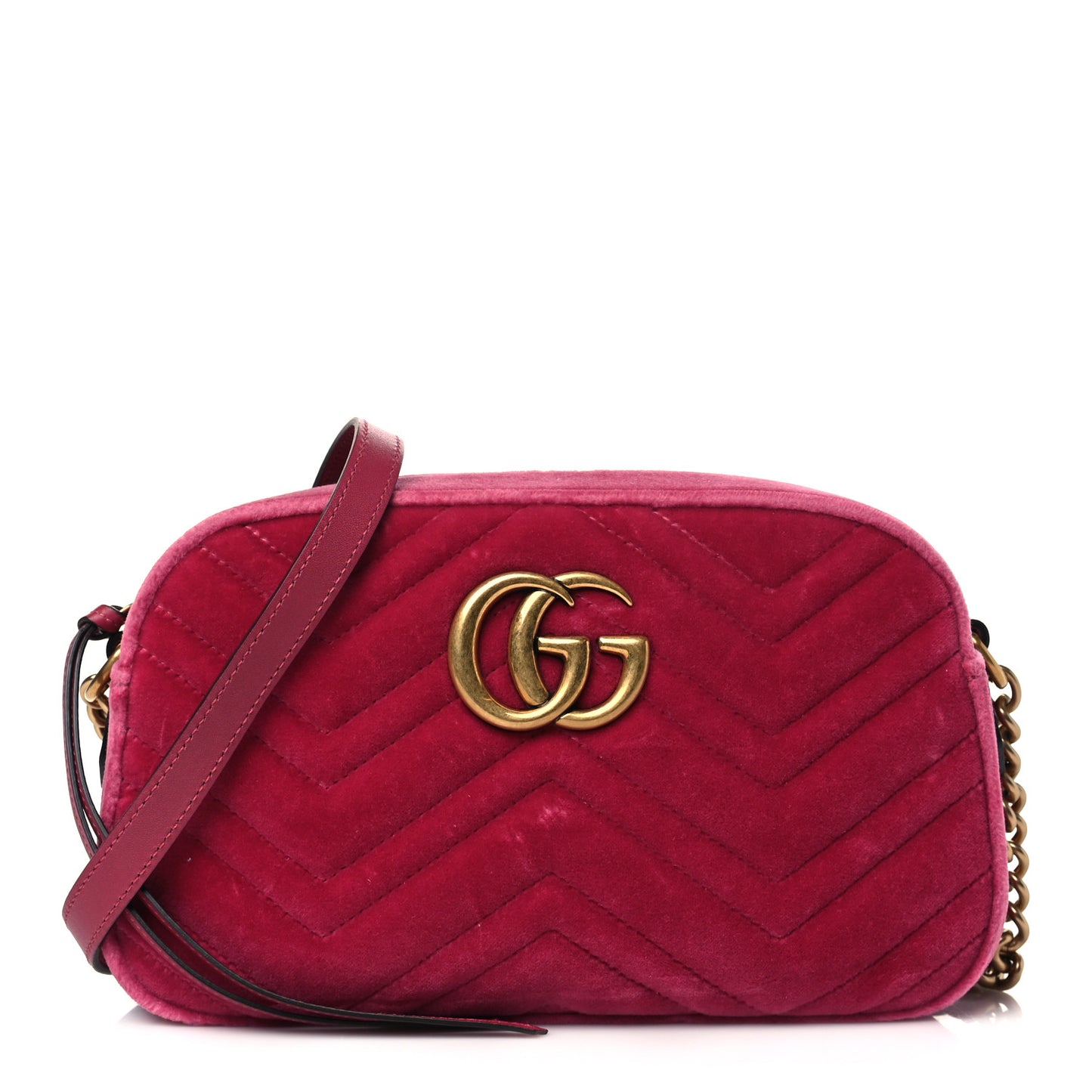 Velvet Matelasse Small GG Marmont Chain Shoulder Bag Light Raspberry Rose