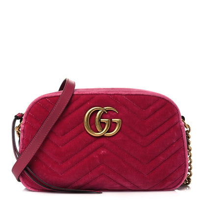 Gucci Velvet Matelasse Small GG Marmont Chain Shoulder Bag Light Raspberry Rose 1 of 6