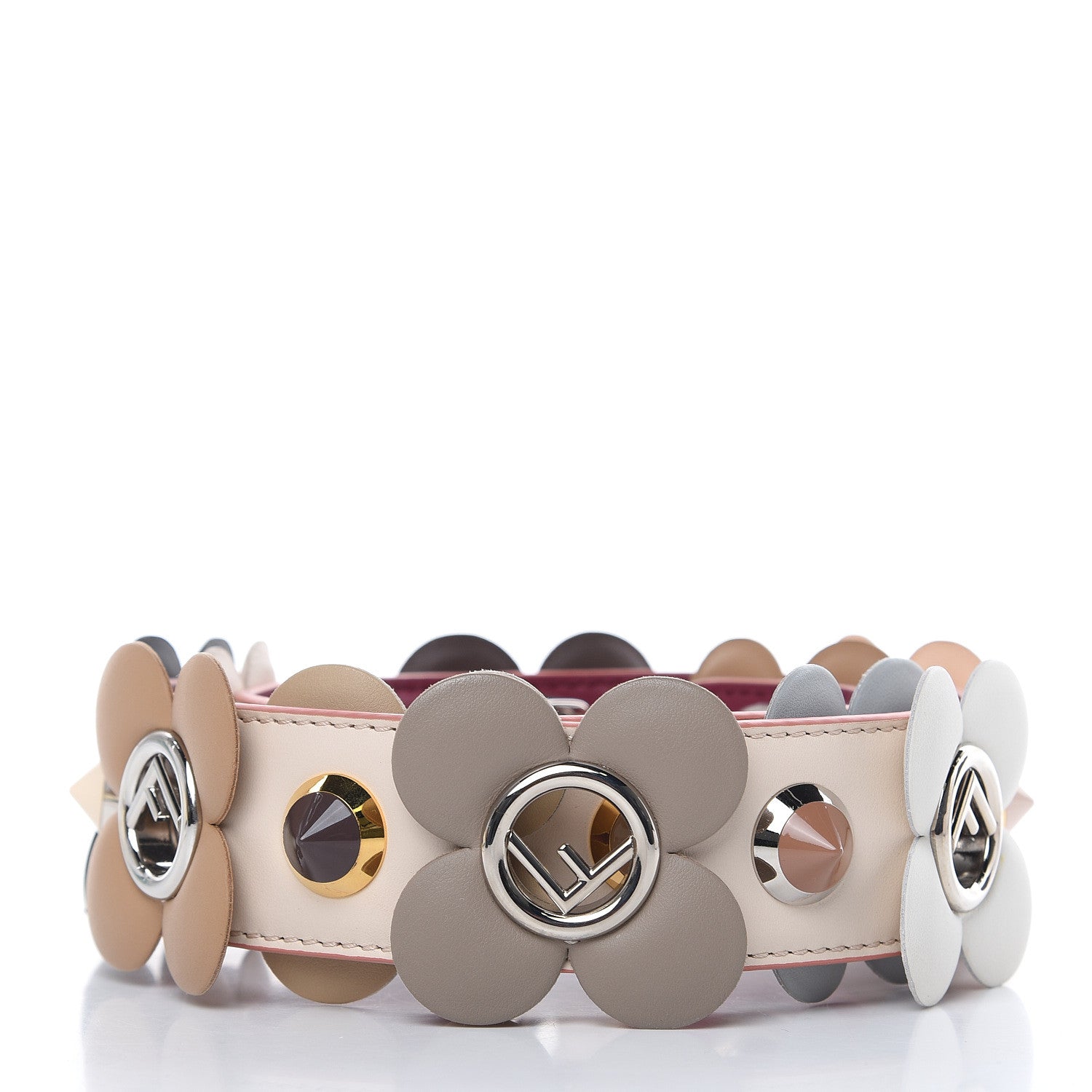 Fendi Calfskin F is Studded Flower Strap You Camelia 2 of 5