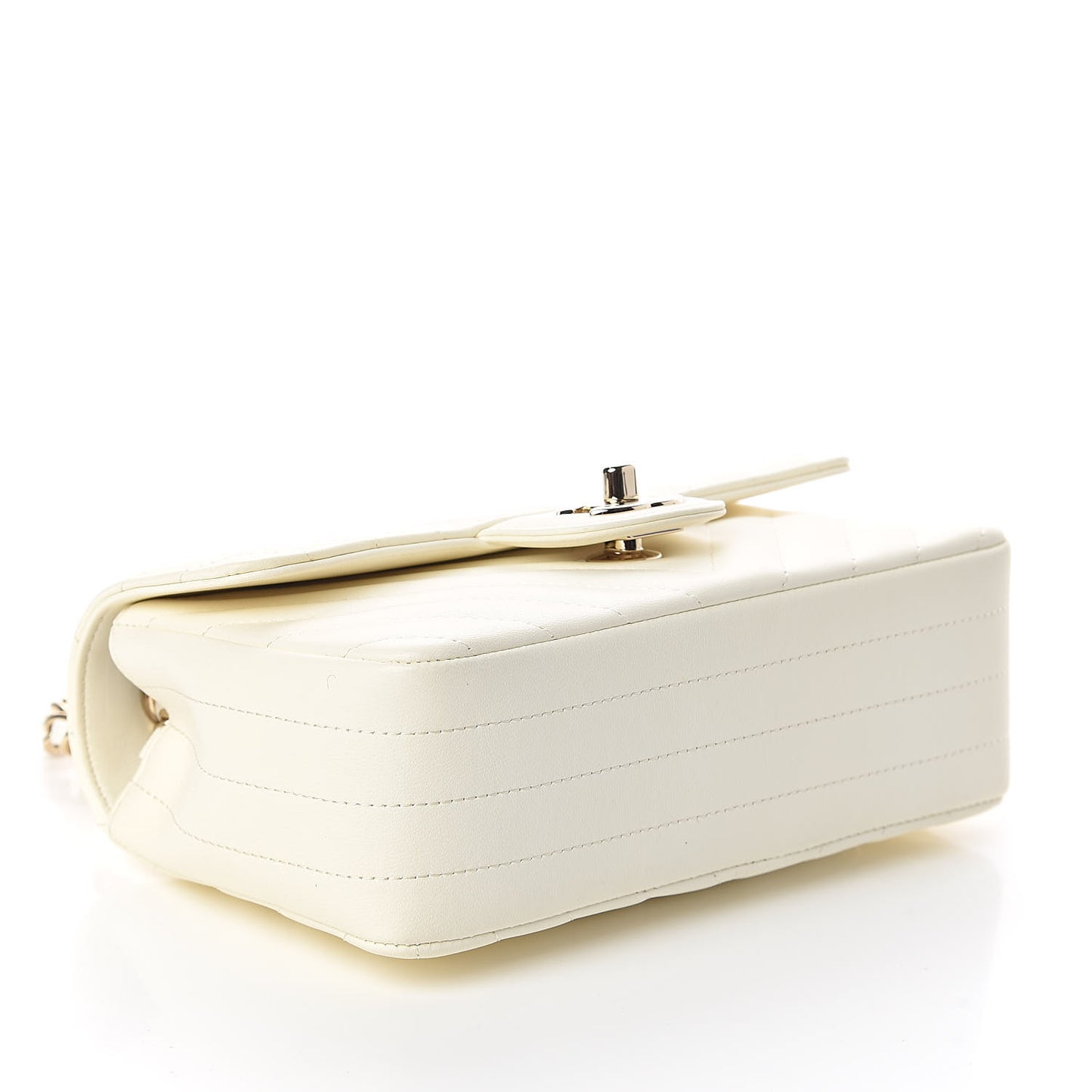 Lambskin Chevron Quilted Mini Rectangular Flap White
