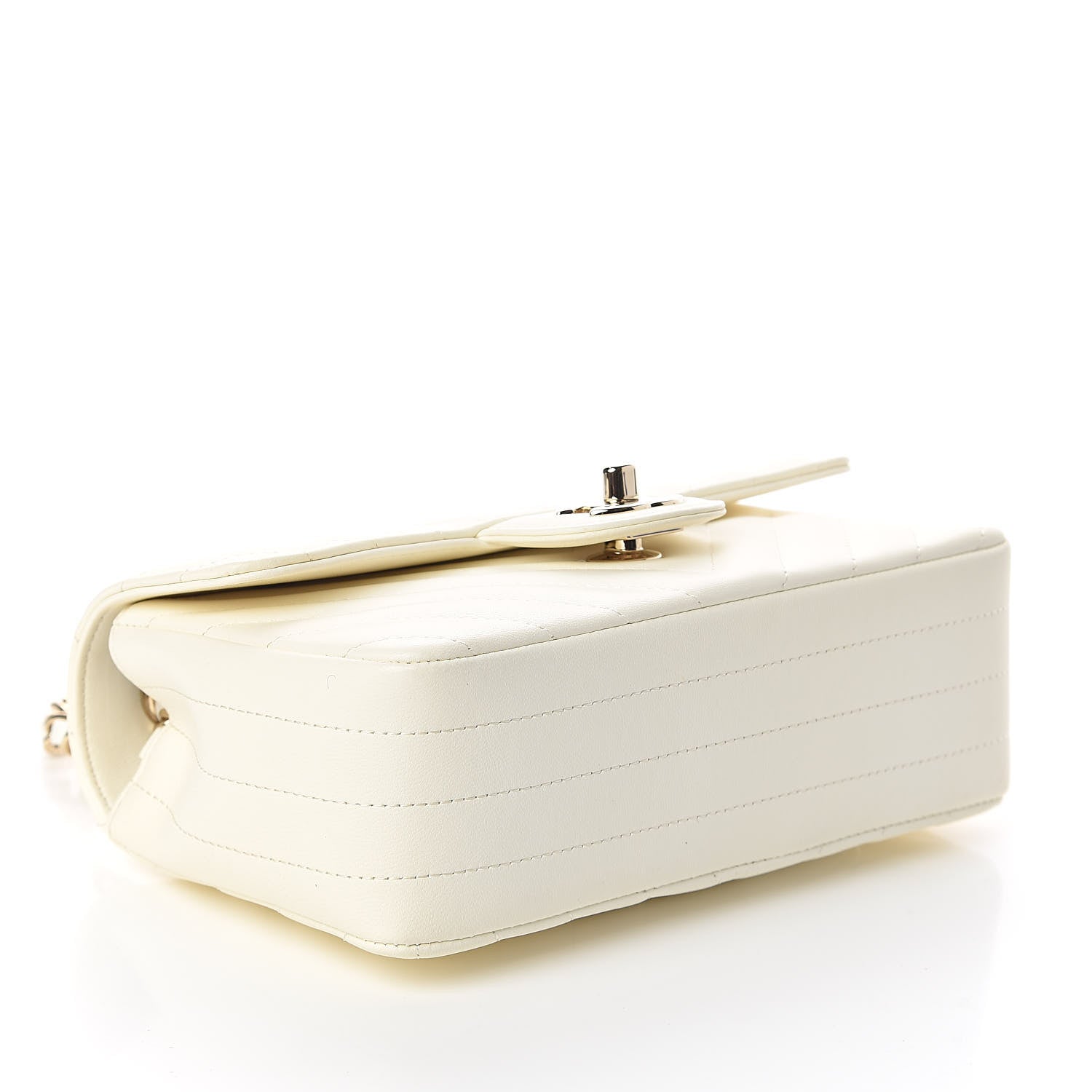 Chanel Lambskin Chevron Quilted Mini Rectangular Flap White 4 of 10