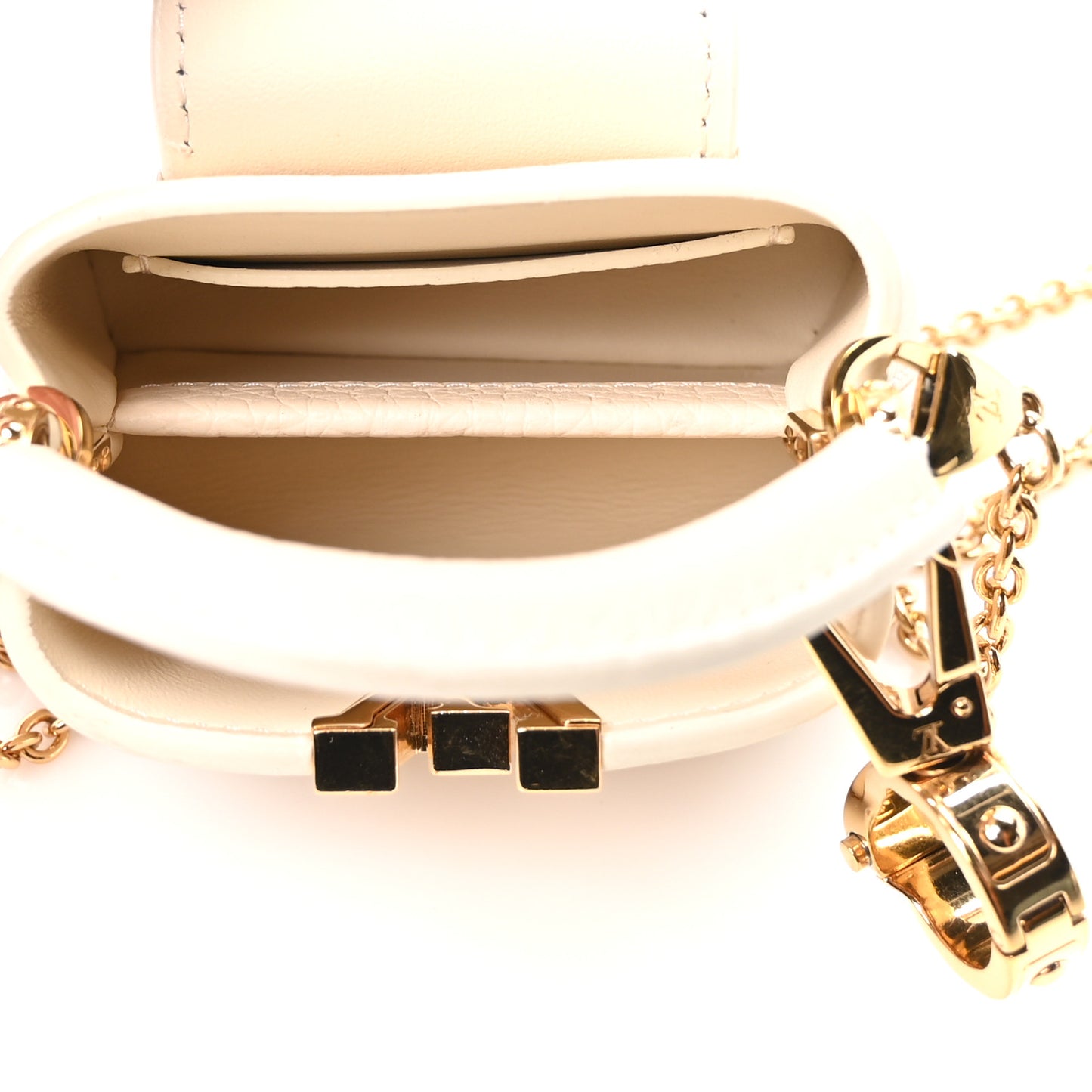 Taurillon Capucines Micro Bag Charm Beige