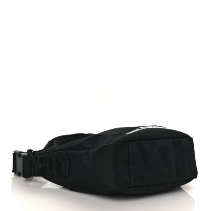 Balenciaga Recycled Sport Nylon Logo Embroidered Wheel Sling Bag Black White 4 of 10