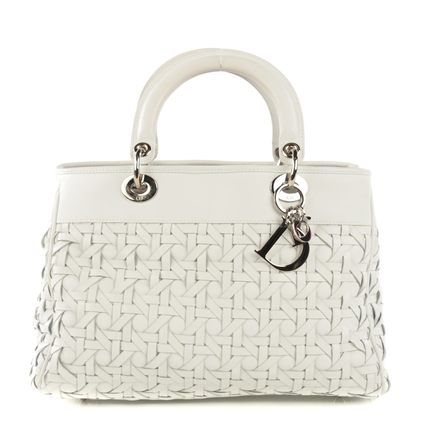 Lambskin Woven Lady Dior Avenue Tote White