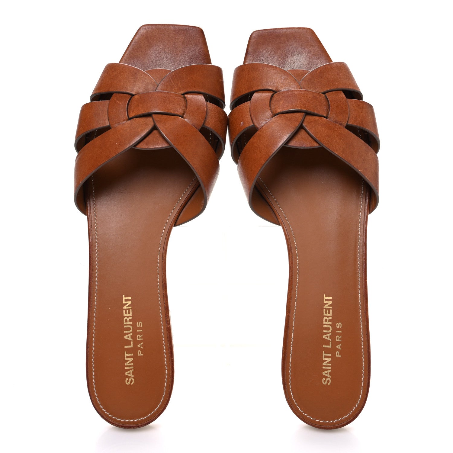 Saint Laurent Calfskin Tribute 05 Slide Sandals 40 Amber 2 of 11