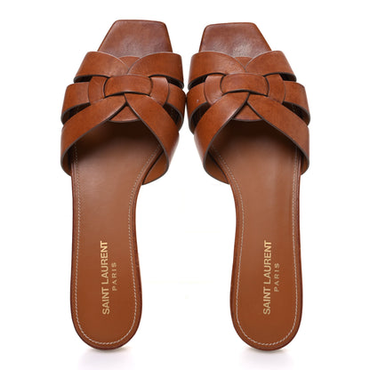 Saint Laurent Calfskin Tribute 05 Slide Sandals 40 Amber 2 of 11