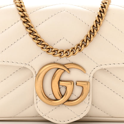 Gucci Calfskin Matelasse Super Mini GG Marmont Shoulder Bag White 8 of 11
