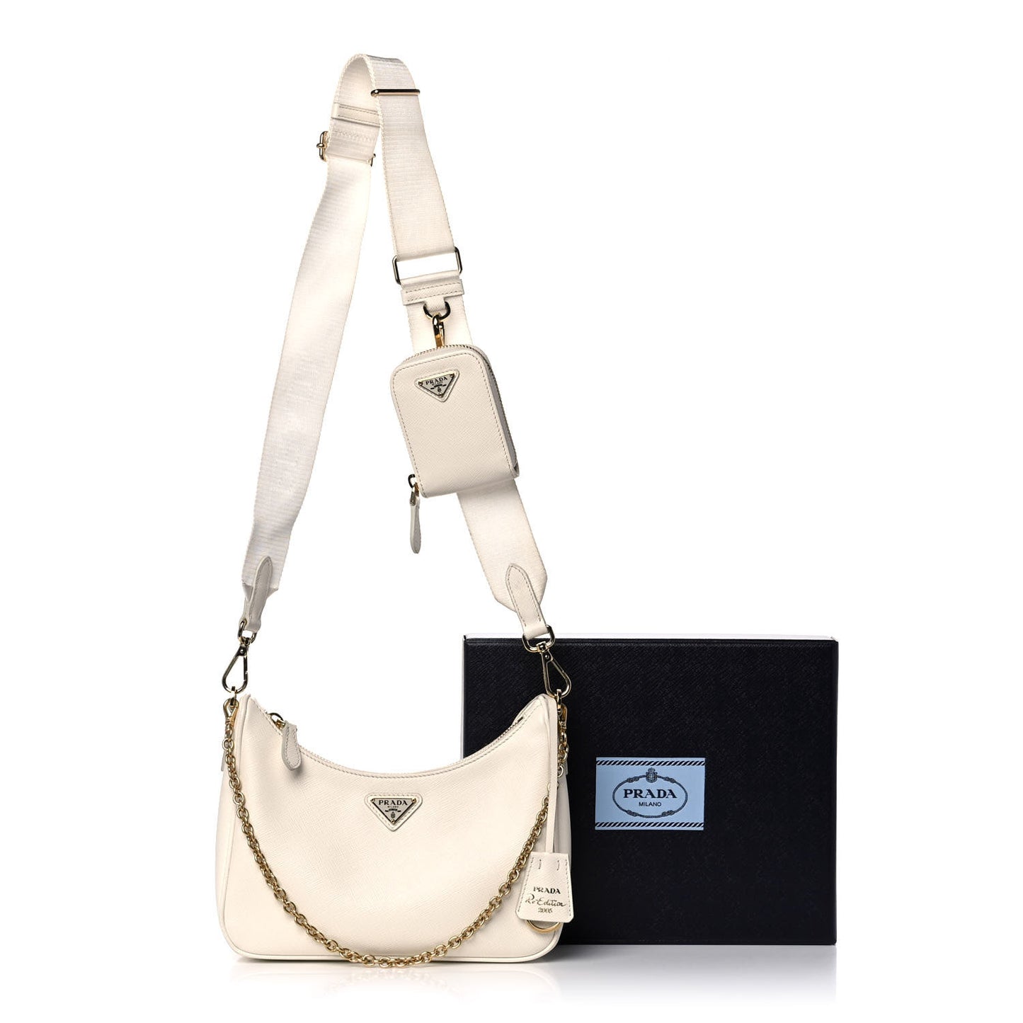 Saffiano Re-Edition 2005 Shoulder Bag White