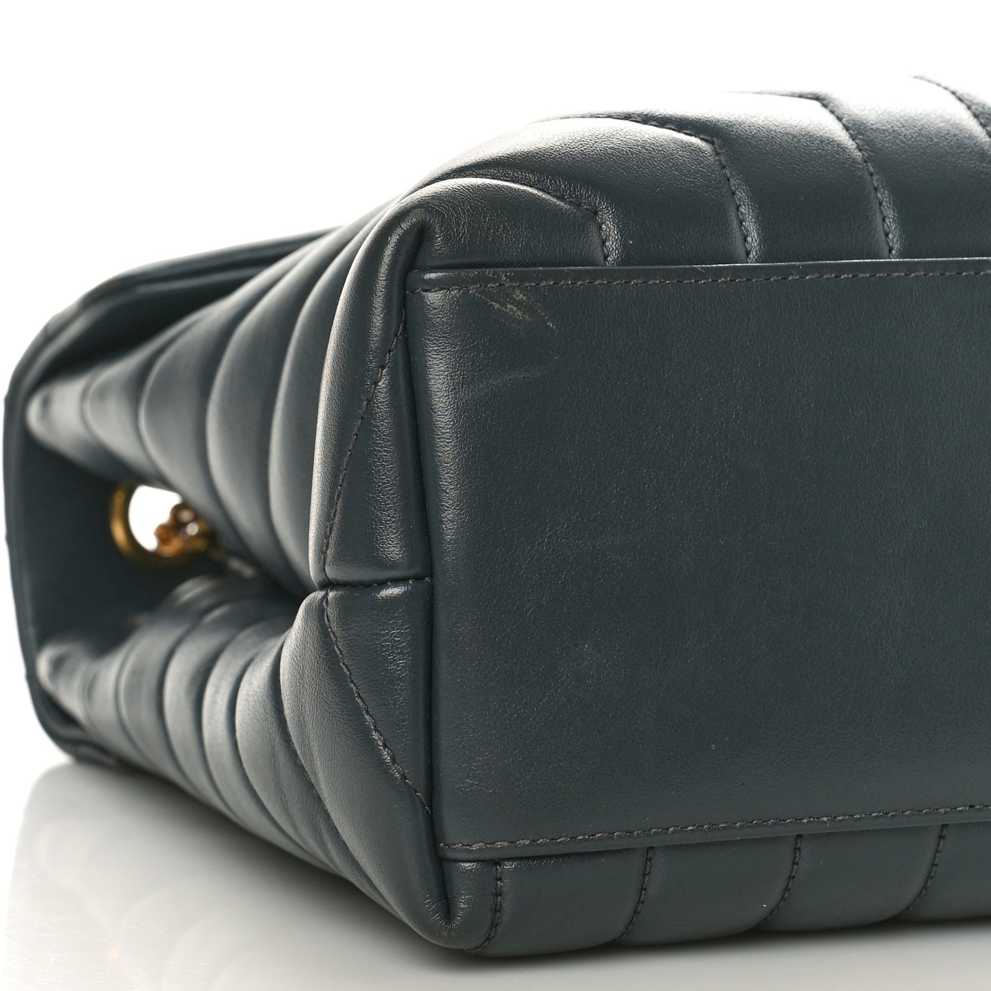 Calfskin Y Quilted Monogram Medium Loulou Chain Satchel Dark Smog