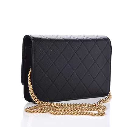 Chanel Caviar Suede Stitched Lady Coco Wallet On Chain WOC Black 3 of 9
