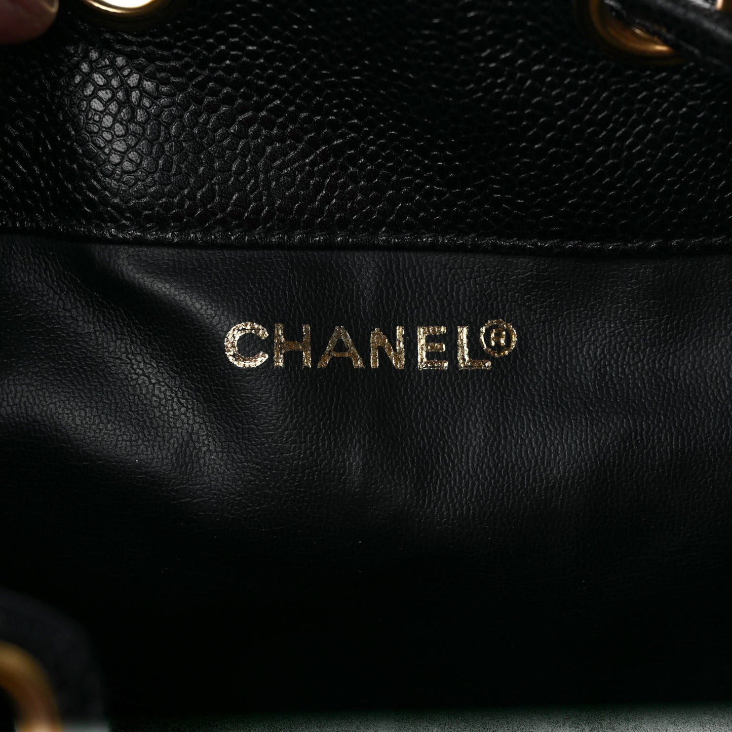 Caviar CC Drawstring Shoulder Bag Black