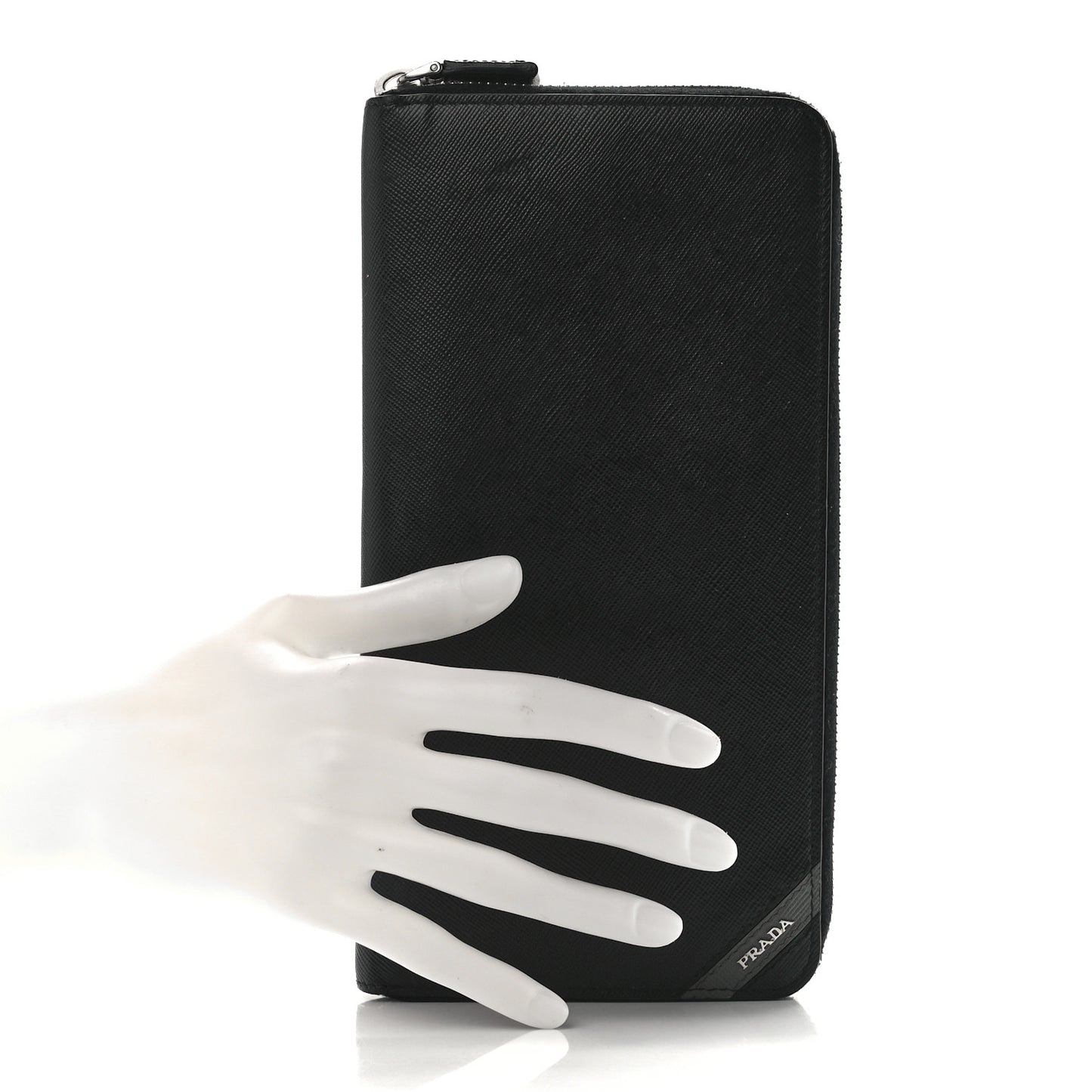 Saffiano Large Zip Around Travel Wallet Black