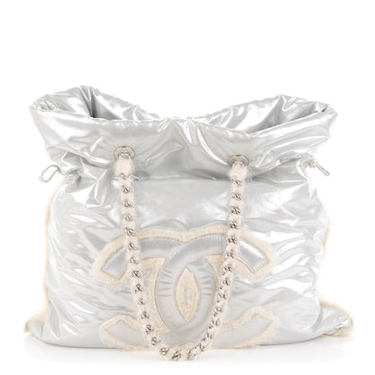 Chanel Vinyl Mohair Trimmed CC Bonbons Tote Silver 1 of 7