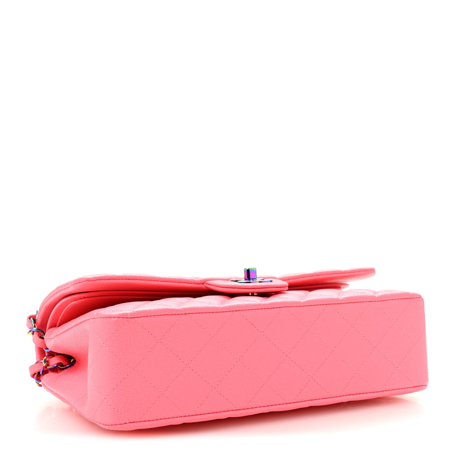 Chanel Caviar Quilted Rainbow Medium Double Flap Coral Pink 4 of 12