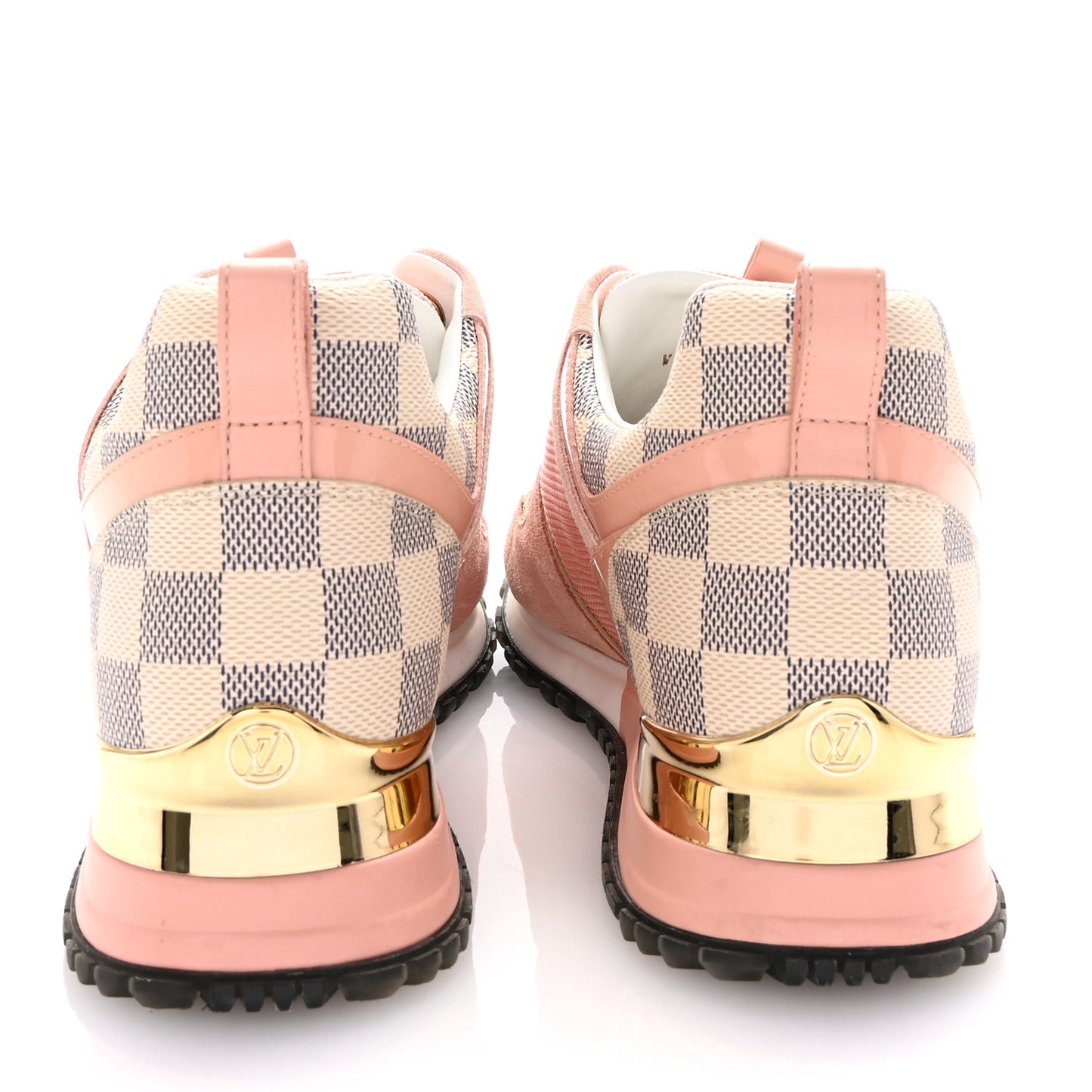 Suede Damier Azur Run Away Sneakers 37 Pink