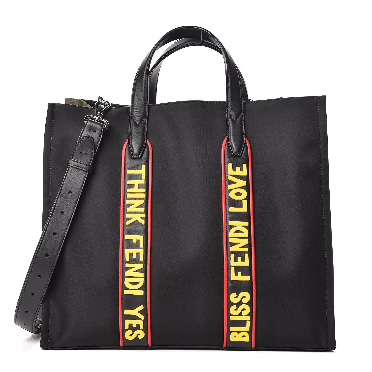 Fendi Nylon Calfskin Vocabulary Shopping Tote Black 1 of 14