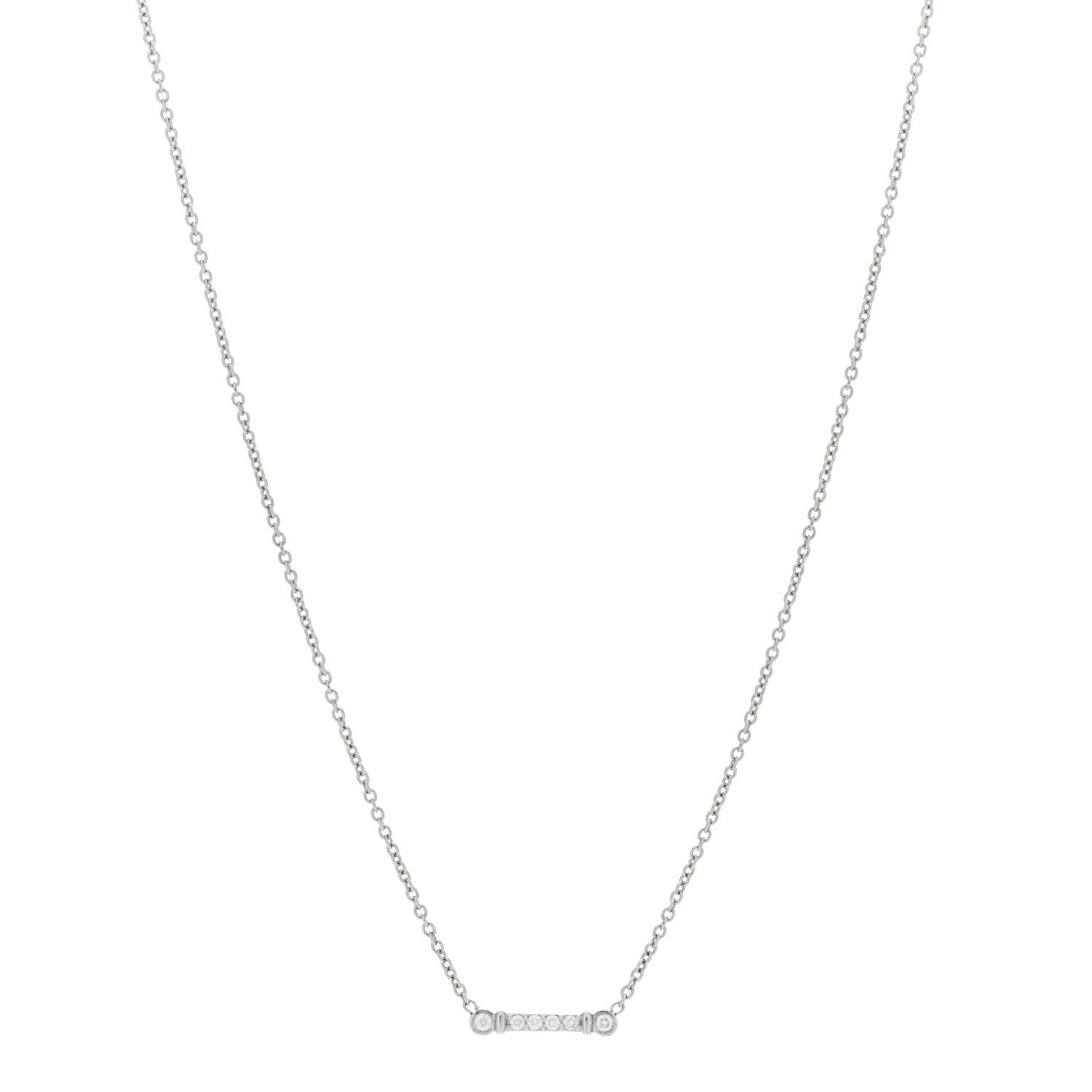 Tiffany Platinum Diamond Fleur de Lis Key Bar Pendant Necklace 1 of 4