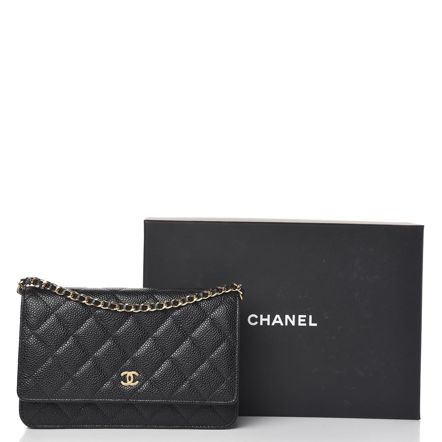 Caviar Quilted Wallet On Chain WOC Black