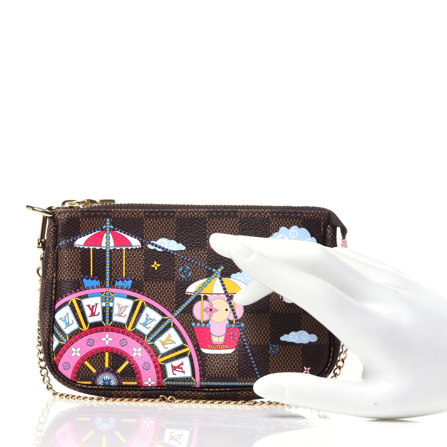 Damier Ebene 2020 Christmas Animation Big Wheel Mini Pochette Accessories Rose Ballerine