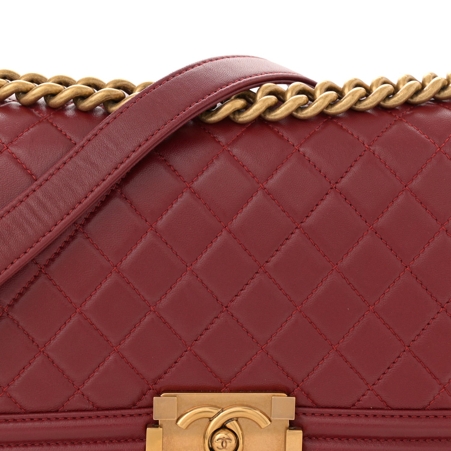 Chanel Lambskin Quilted Medium Boy Flap Dark Red 8 of 15