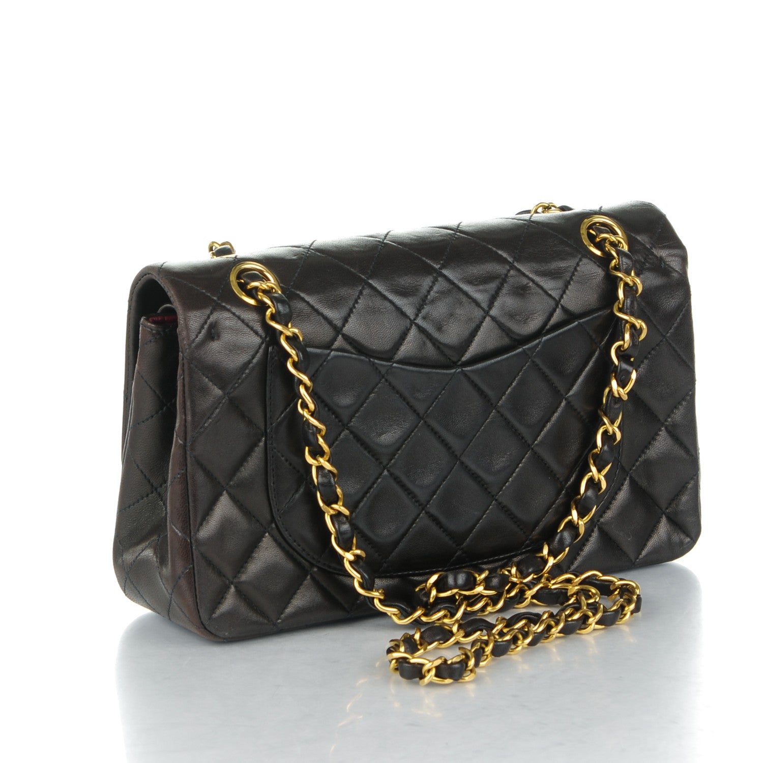 Chanel Lambskin Quilted Small Double Flap Dark Brown 3 of 8