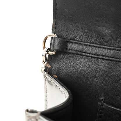 Christian Dior Metallic Patent Micro-Cannage Diorama Wallet on Chain Pouch Silver 11 of 14