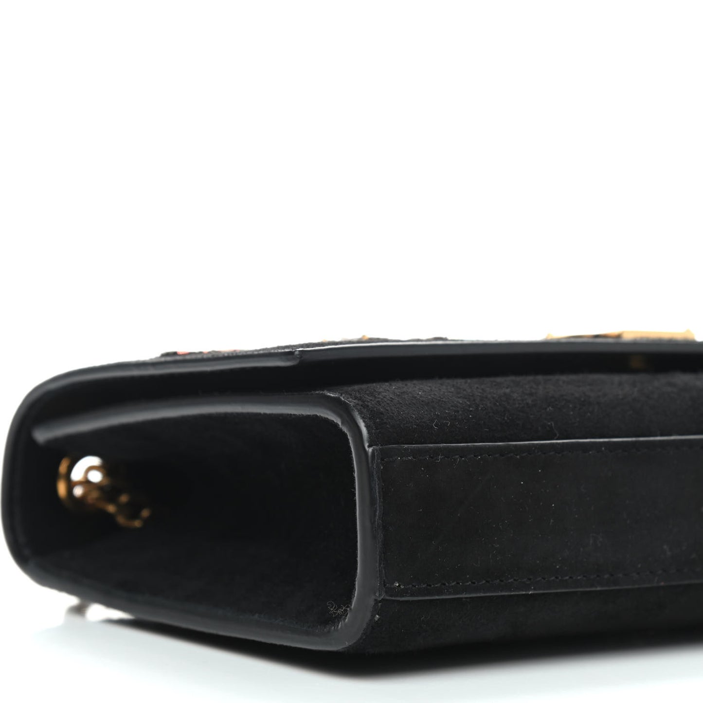 Suede Embroidered Small Monogram Kate Satchel Black
