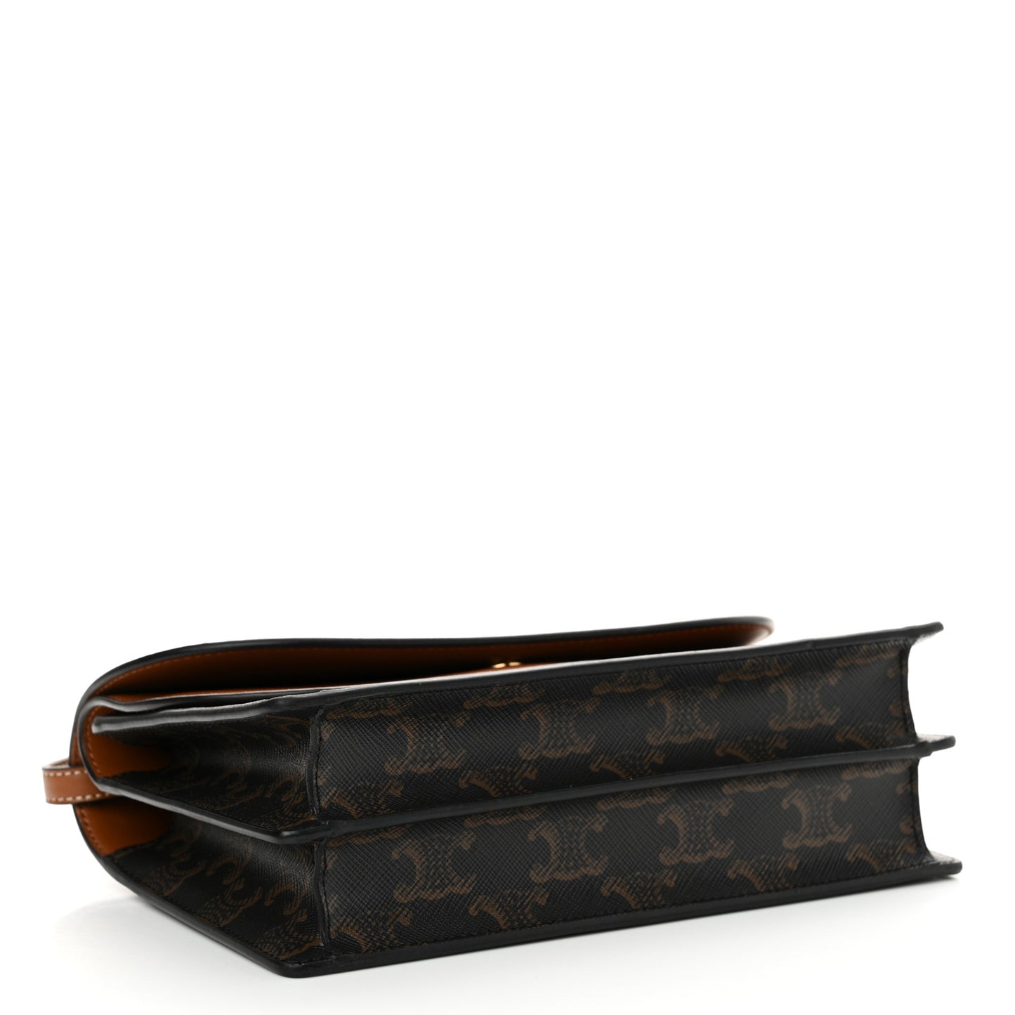 Triomphe Canvas Lambskin Wallet On Strap Tan