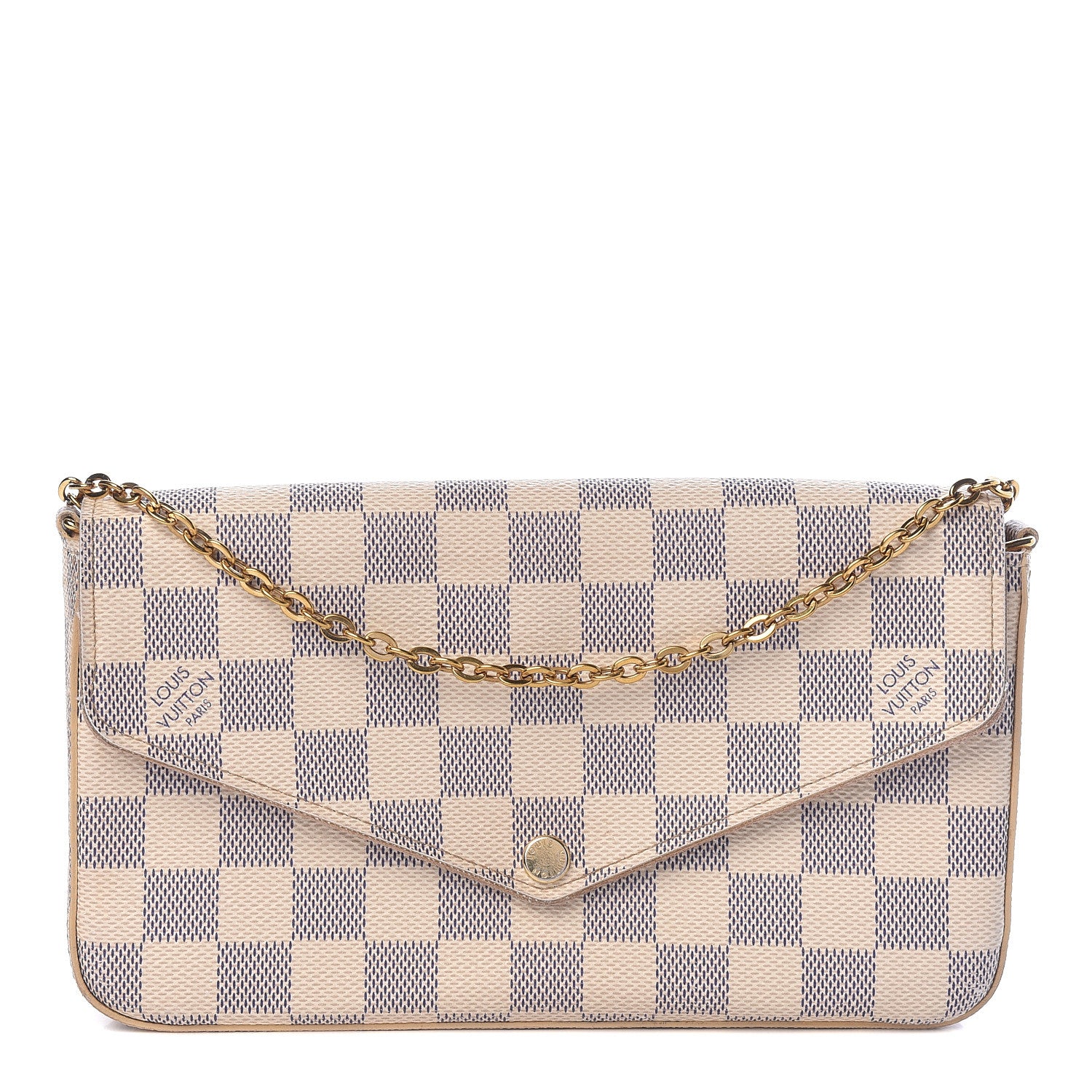 Louis Vuitton Damier Azur Pochette Felicie Chain Wallet Rose Ballerine 1 of 11