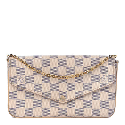 Louis Vuitton Damier Azur Pochette Felicie Chain Wallet Rose Ballerine 1 of 11