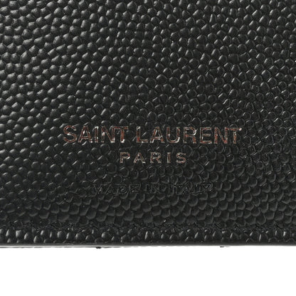 Saint Laurent Grain De Poudre Matelasse Chevron Monogram Zipped Card Case Black 6 of 9