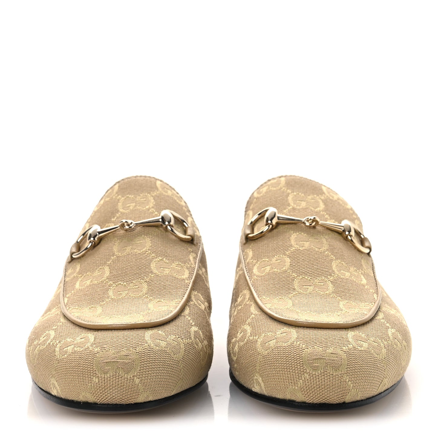 GG Monogram Canvas Womens Princetown Slippers 38 Ebony Beige