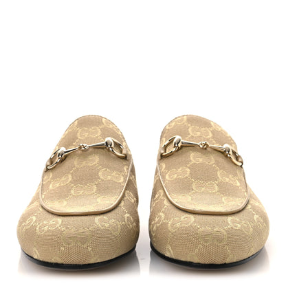 Gucci GG Monogram Canvas Womens Princetown Slippers 38 Ebony Beige 3 of 11
