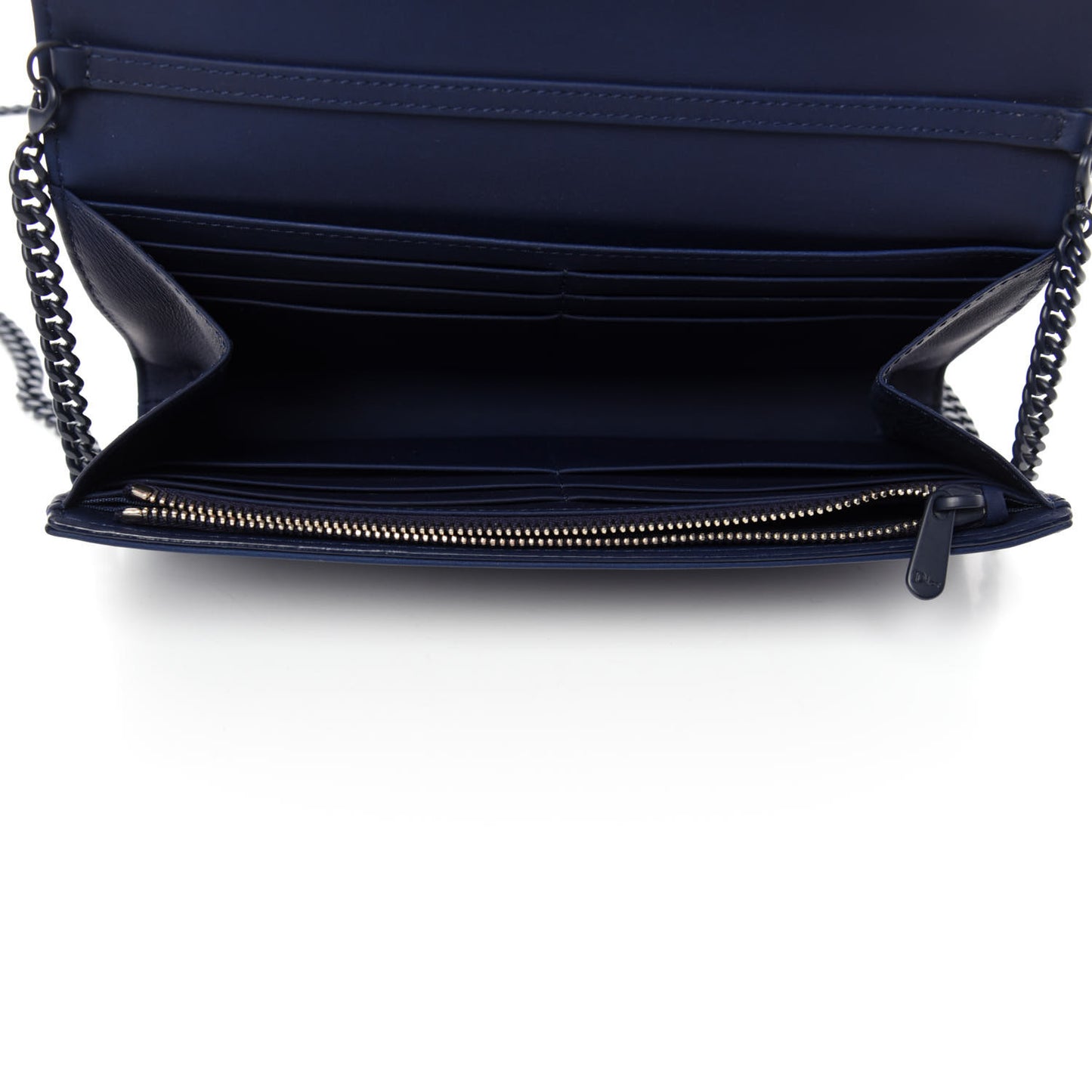 Matte Calfskin Studded Diorama Croisiere Chain Wallet Indigo