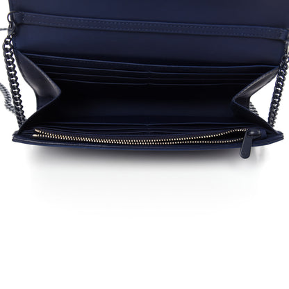 Christian Dior Matte Calfskin Studded Diorama Croisiere Chain Wallet Indigo 5 of 11