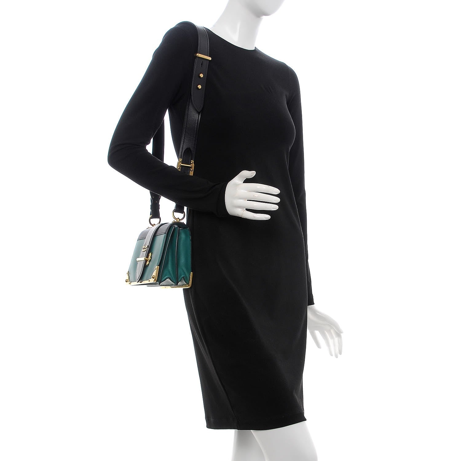 Prada City Calf Saffiano Cahier Bag Assenzio Black 2 of 6